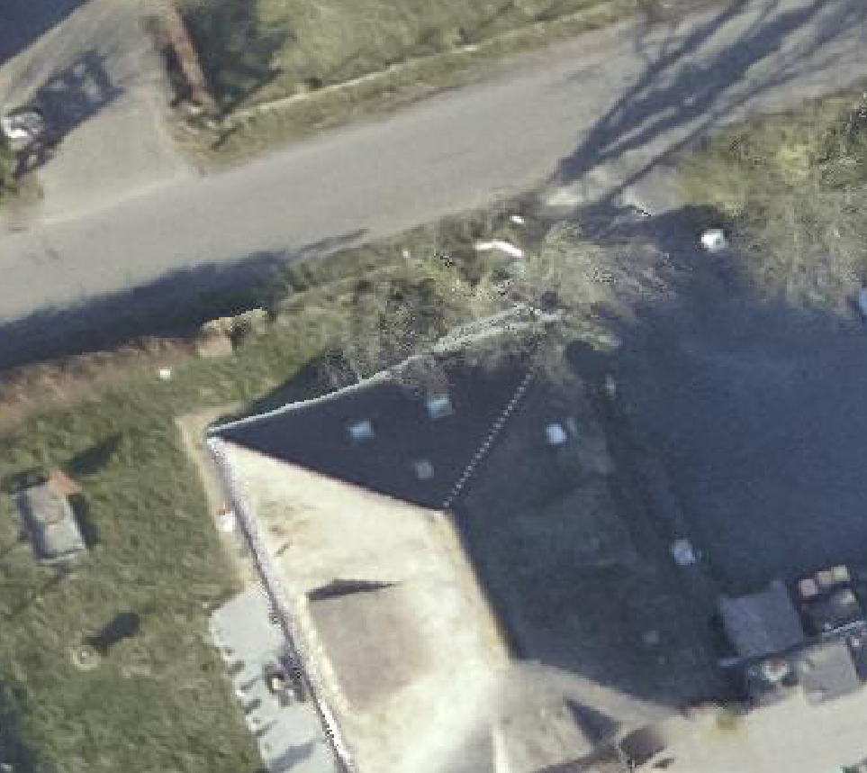 True ortho luchtfoto van Hippolytushoef met zicht op woning