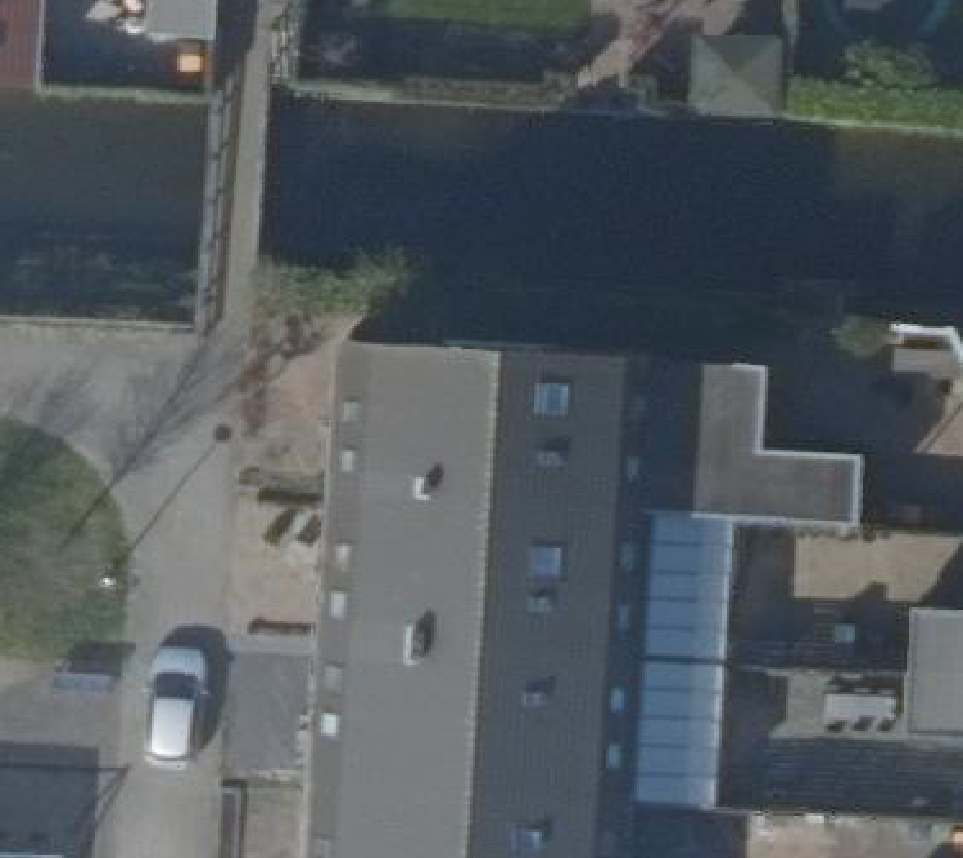 True ortho Luchtfoto op daksegment ingezoomd