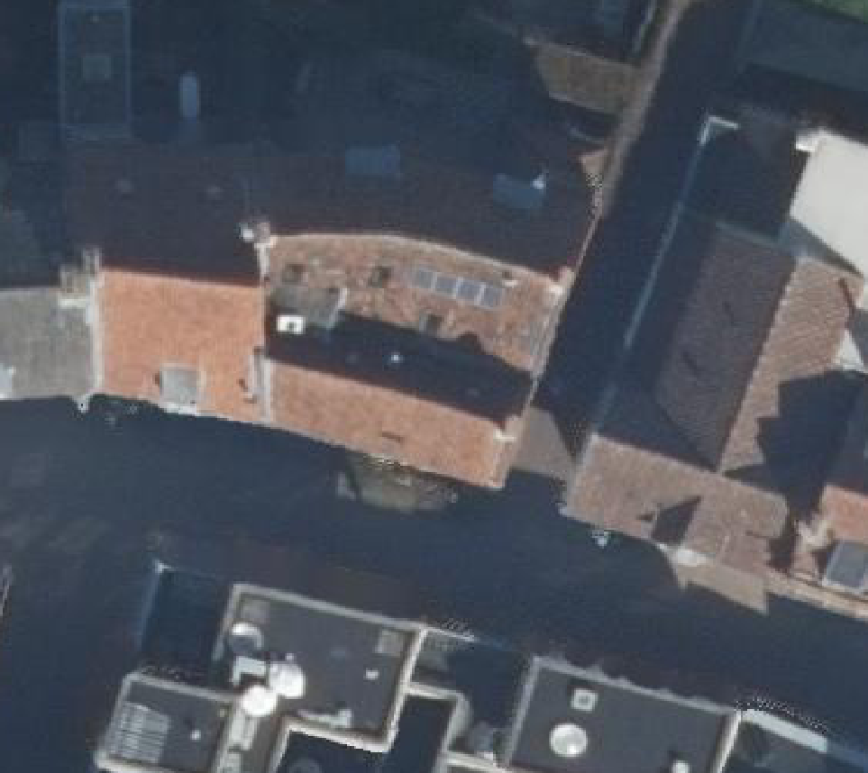 True ortho Luchtfoto op daksegment ingezoomd