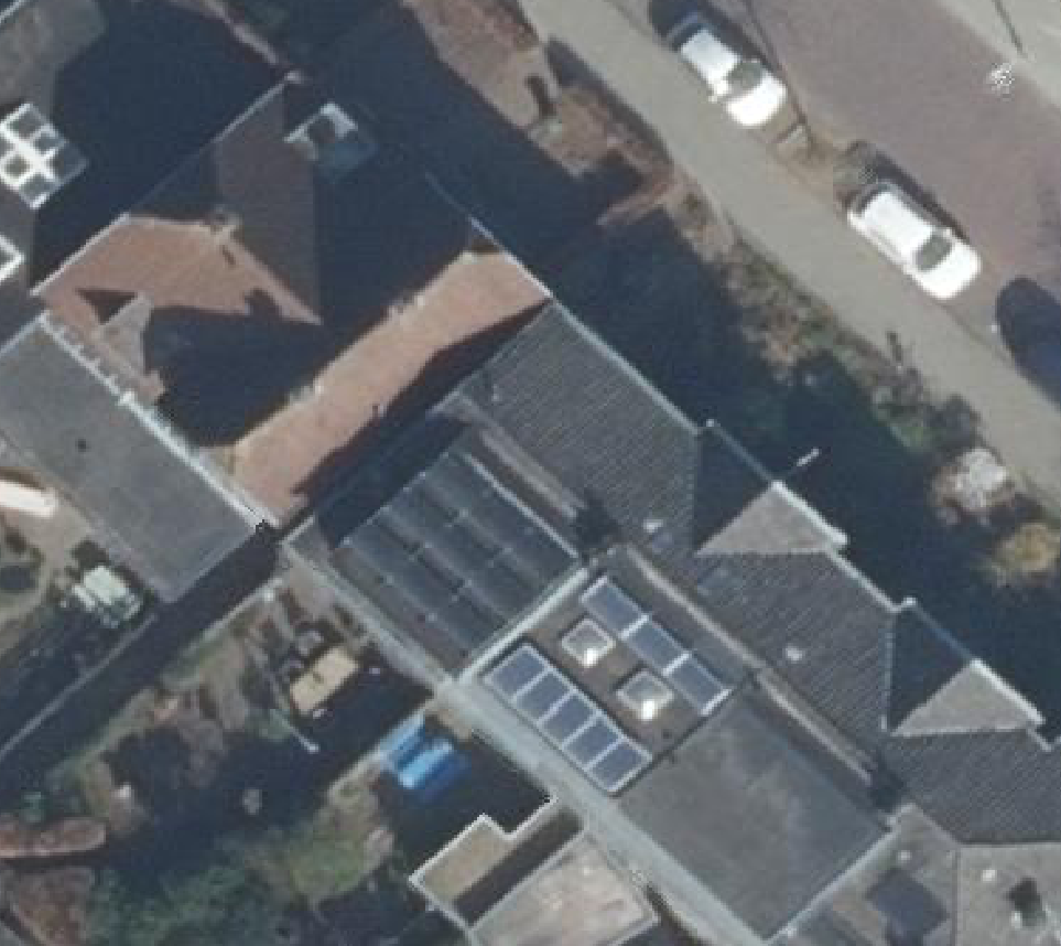 True ortho Luchtfoto op daksegment ingezoomd