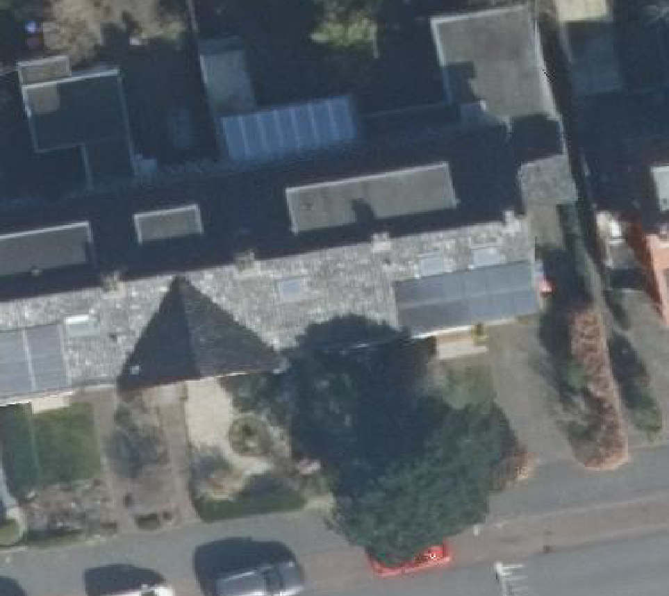True ortho Luchtfoto op daksegment ingezoomd