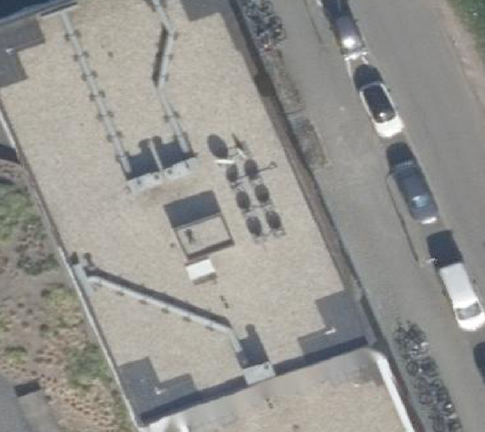 True ortho Luchtfoto op daksegment ingezoomd