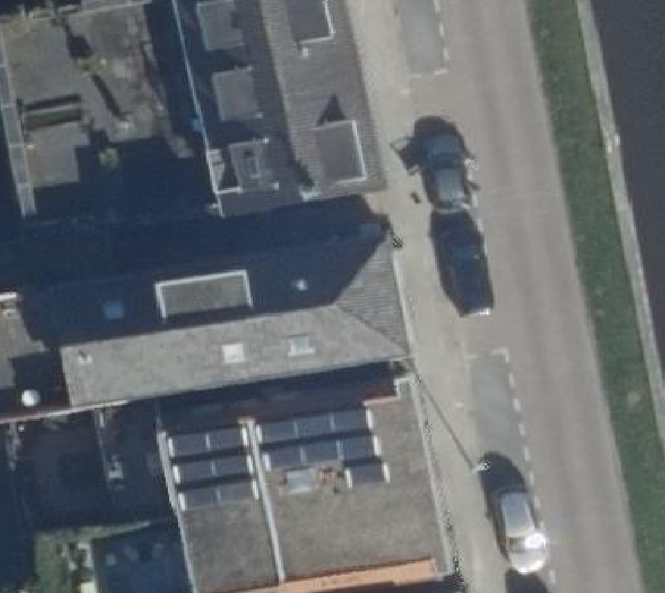 True ortho Luchtfoto op daksegment ingezoomd