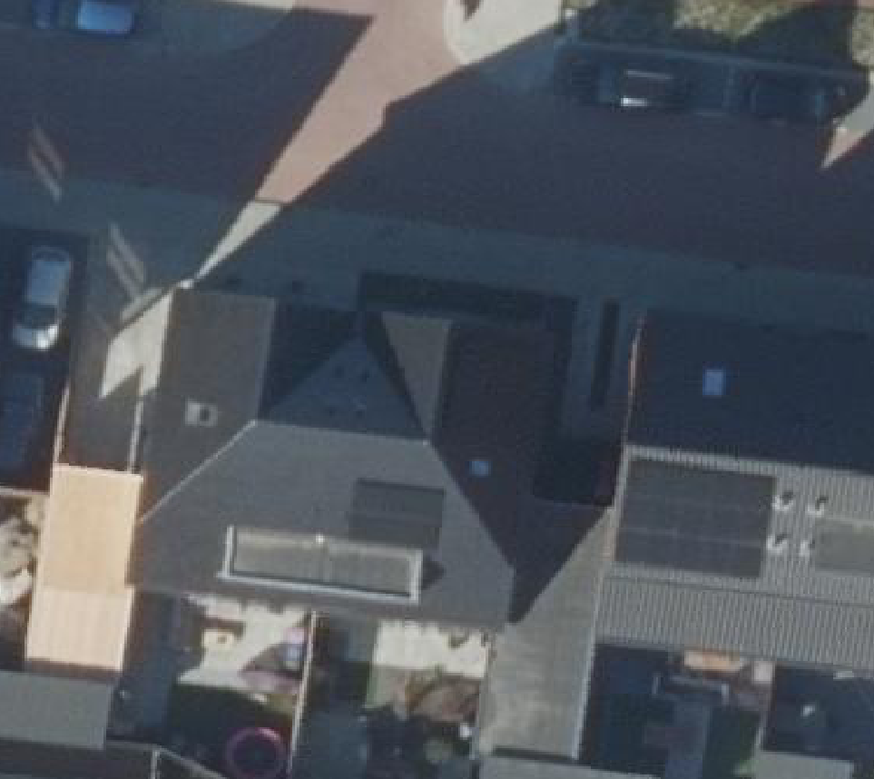 True ortho Luchtfoto op daksegment ingezoomd