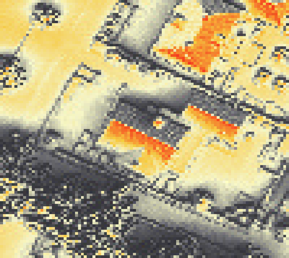 PV-irradiatie op daksegment met intensiteitsverdeling van zonlicht