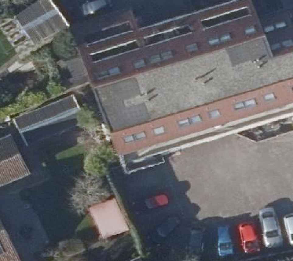 True ortho Luchtfoto op daksegment ingezoomd