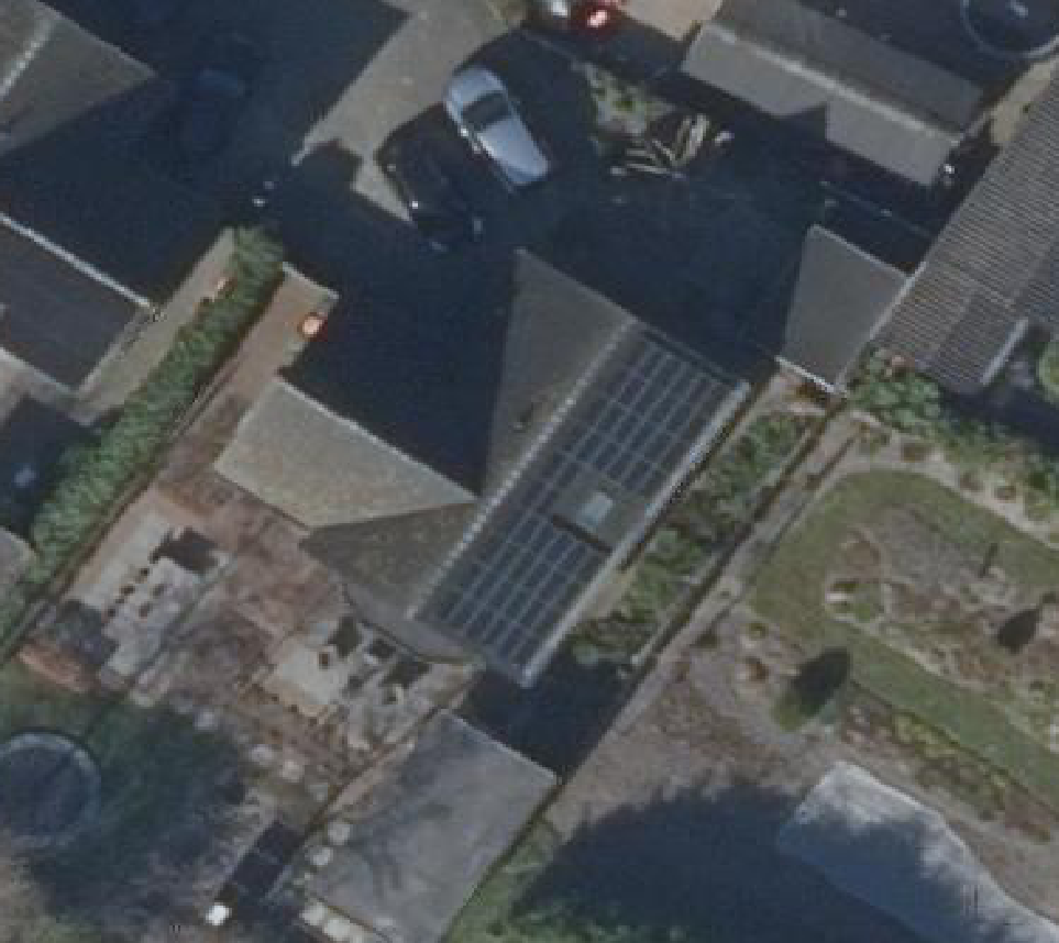 True ortho Luchtfoto op daksegment ingezoomd
