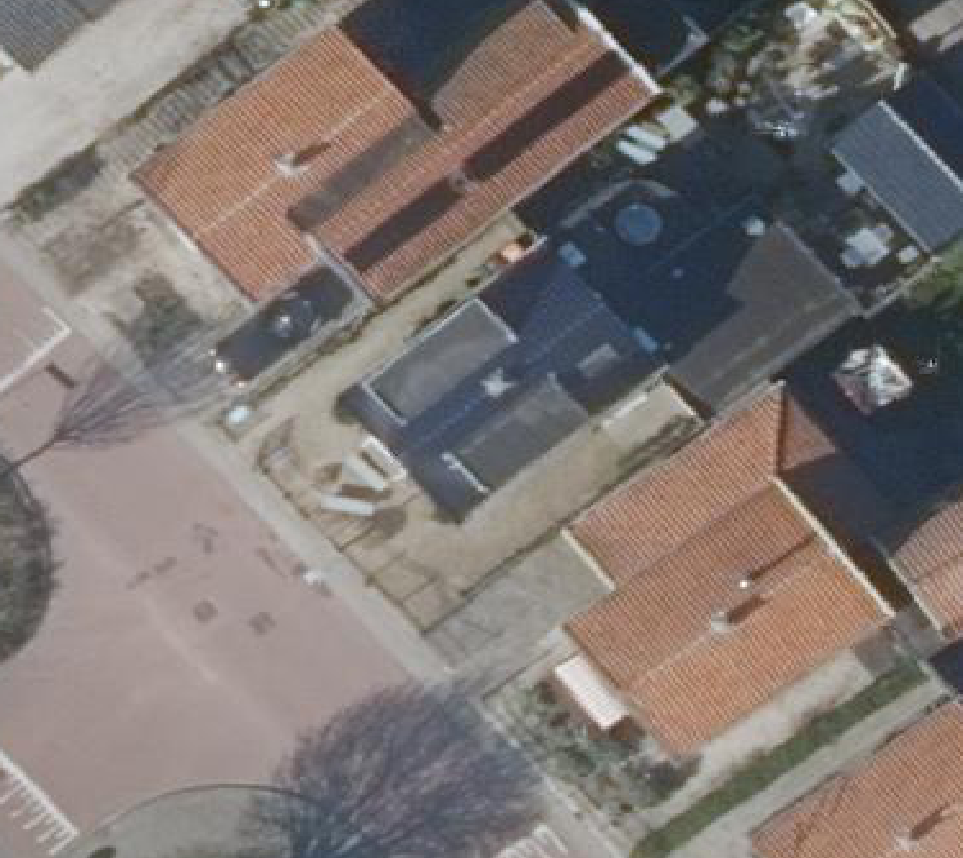 True ortho Luchtfoto op daksegment ingezoomd