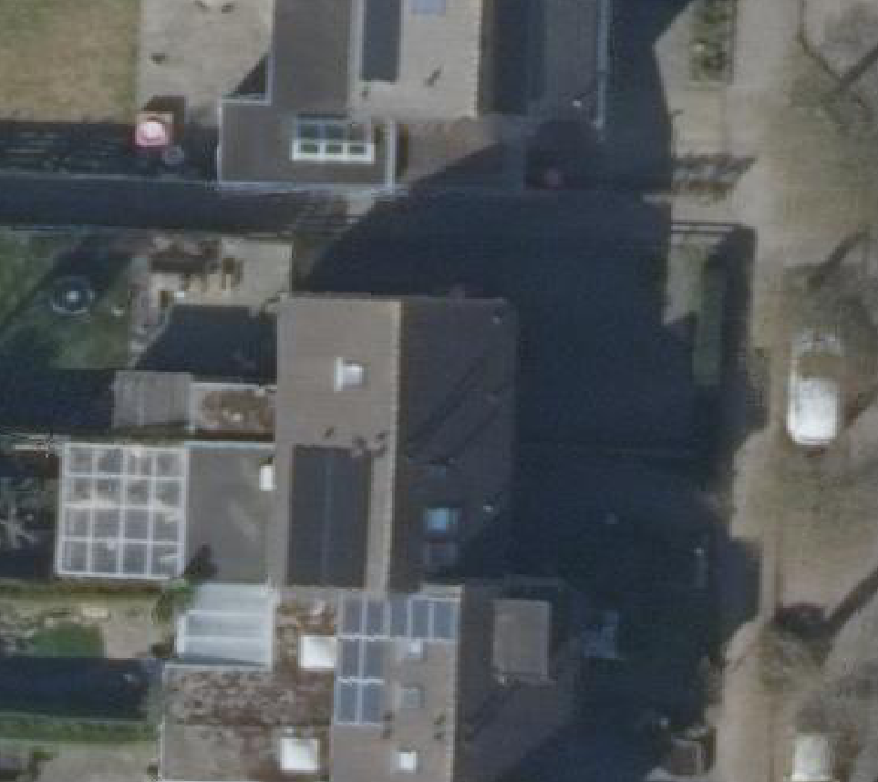 True ortho Luchtfoto op daksegment ingezoomd