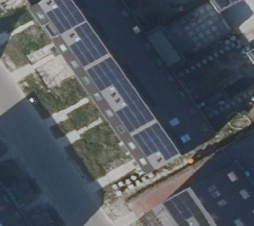 True ortho Luchtfoto op daksegment ingezoomd