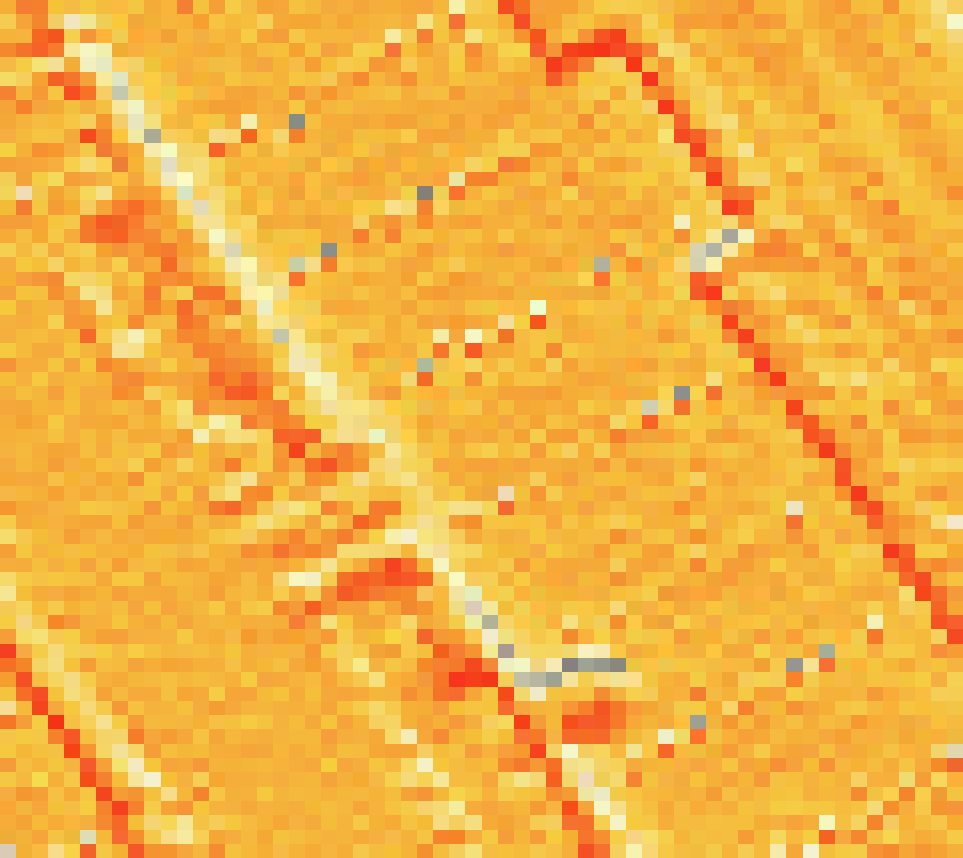 PV-irradiatie op daksegment ingezoomd met intensiteitsverdeling van zonlicht