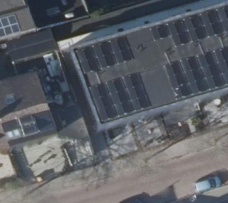 True ortho Luchtfoto op daksegment ingezoomd