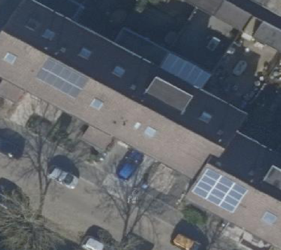 True ortho Luchtfoto op daksegment ingezoomd