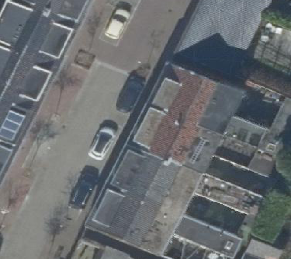 True ortho Luchtfoto op daksegment ingezoomd