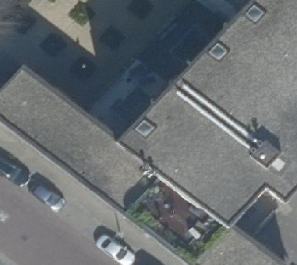 True ortho Luchtfoto op daksegment ingezoomd