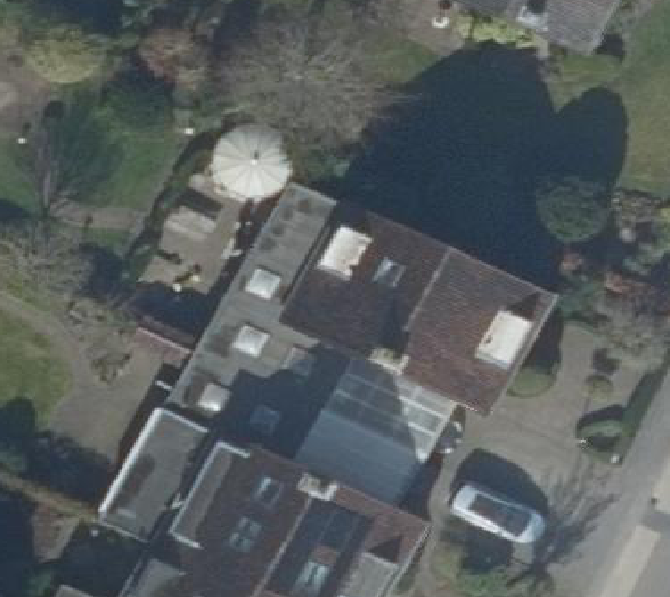 True ortho Luchtfoto op daksegment ingezoomd