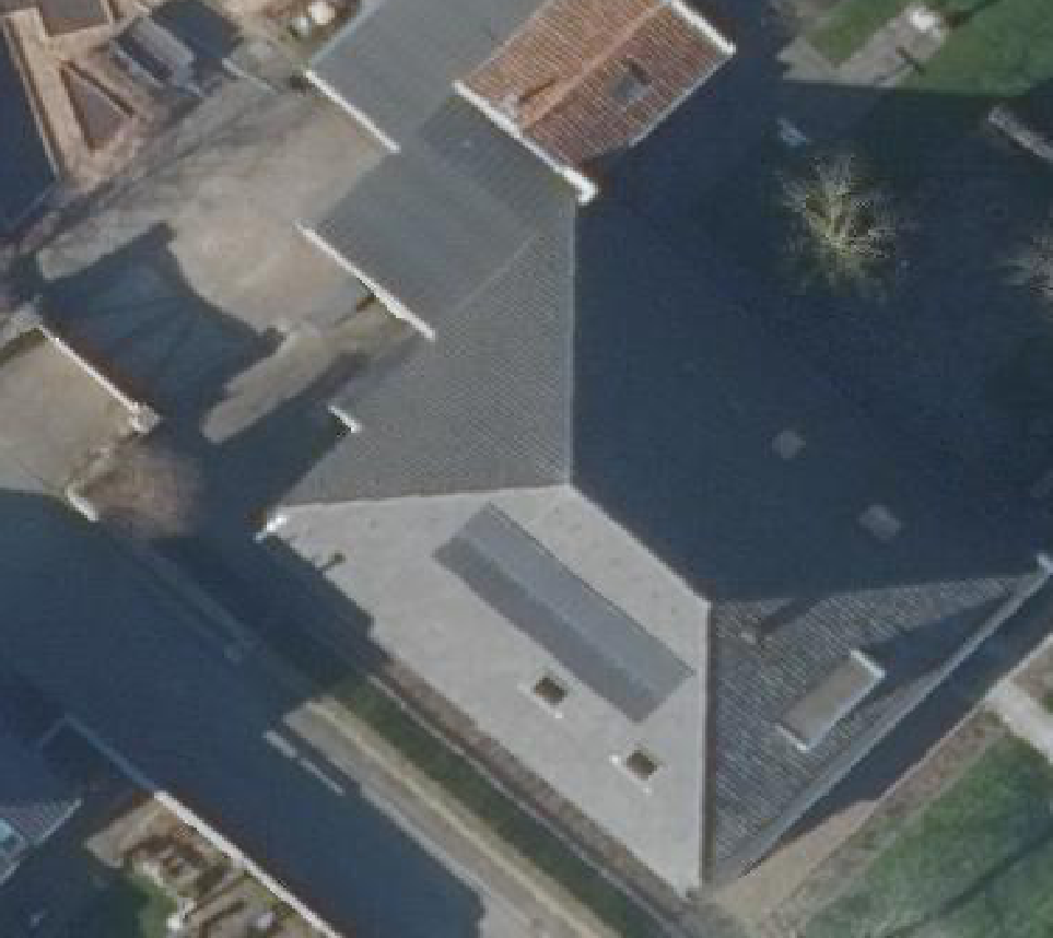 True ortho Luchtfoto op daksegment ingezoomd