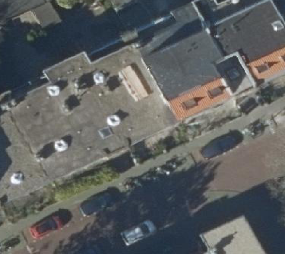 True ortho Luchtfoto op daksegment ingezoomd