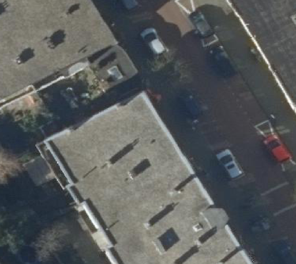True ortho Luchtfoto op daksegment ingezoomd