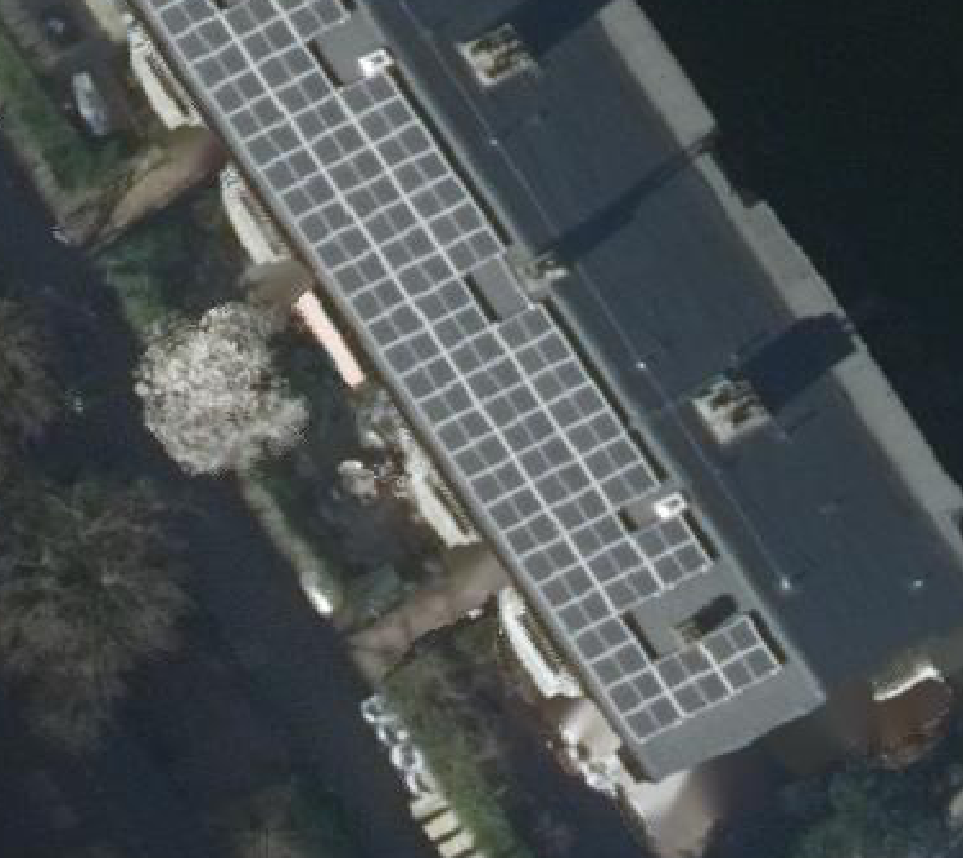 True ortho Luchtfoto op daksegment ingezoomd