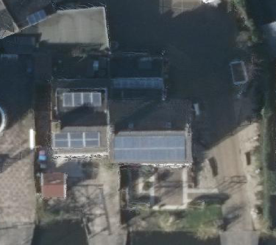 True ortho Luchtfoto op daksegment ingezoomd