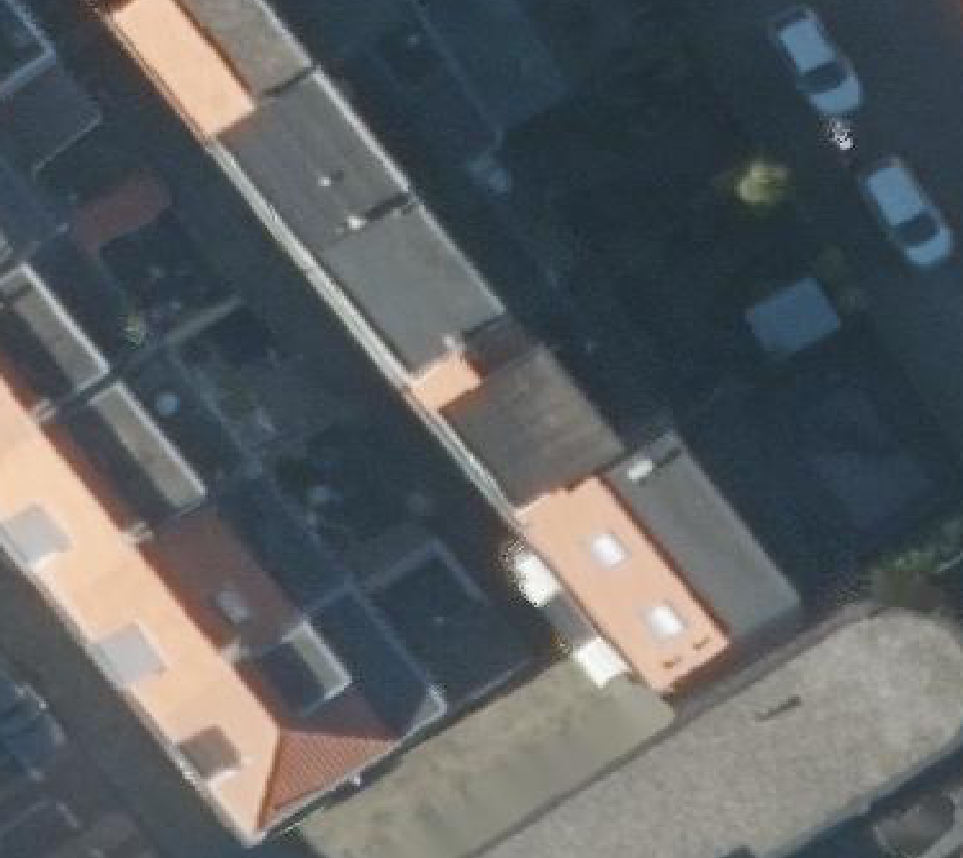 True ortho Luchtfoto op daksegment ingezoomd