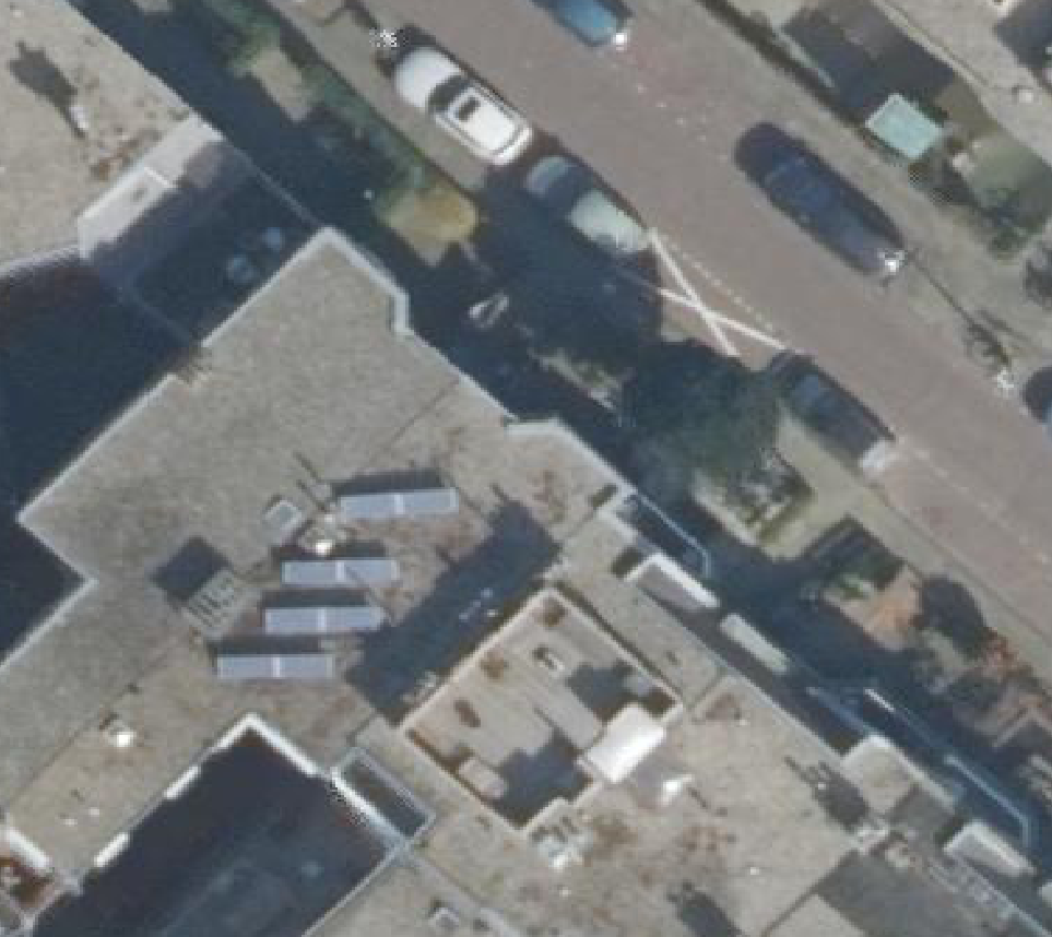 True ortho Luchtfoto op daksegment ingezoomd