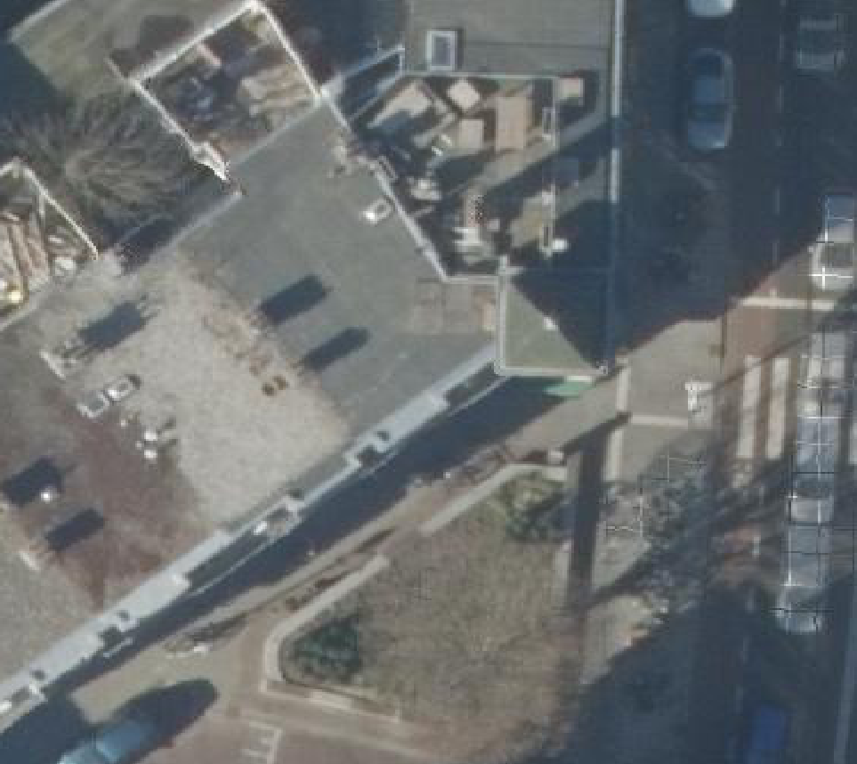True ortho Luchtfoto op daksegment ingezoomd