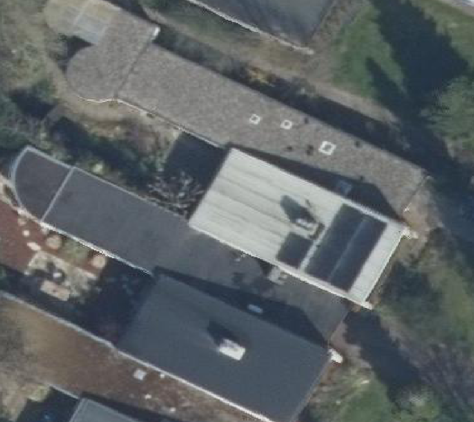 True ortho Luchtfoto op daksegment ingezoomd