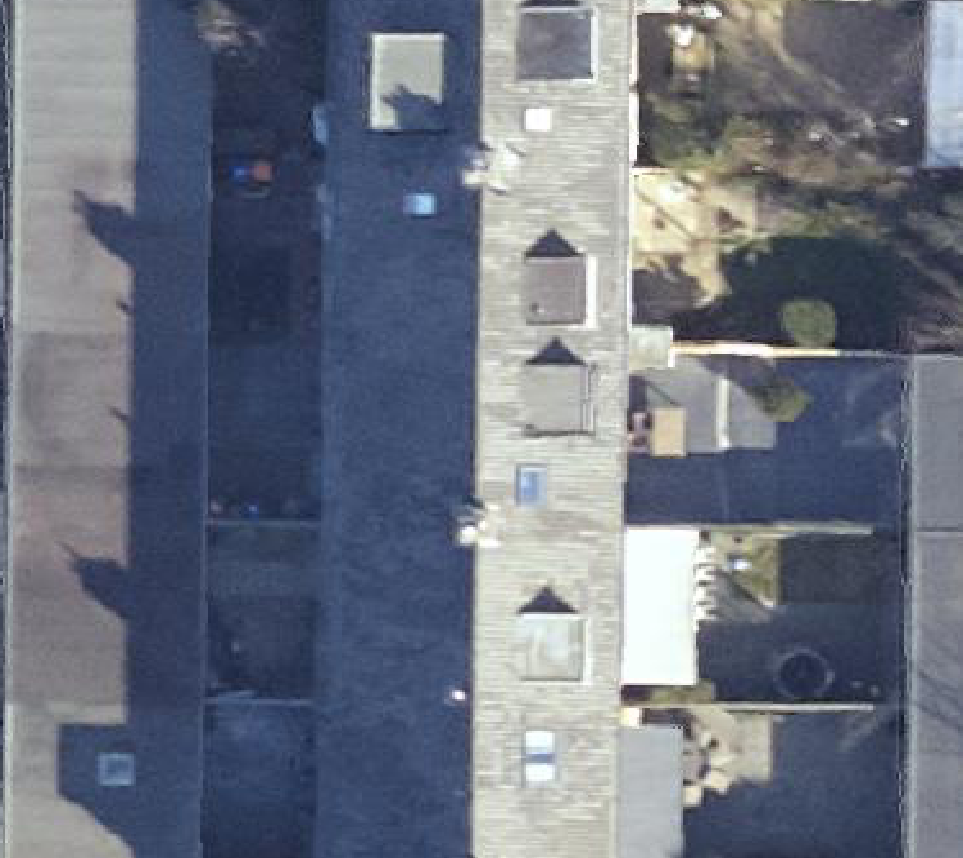 True ortho Luchtfoto op daksegment ingezoomd
