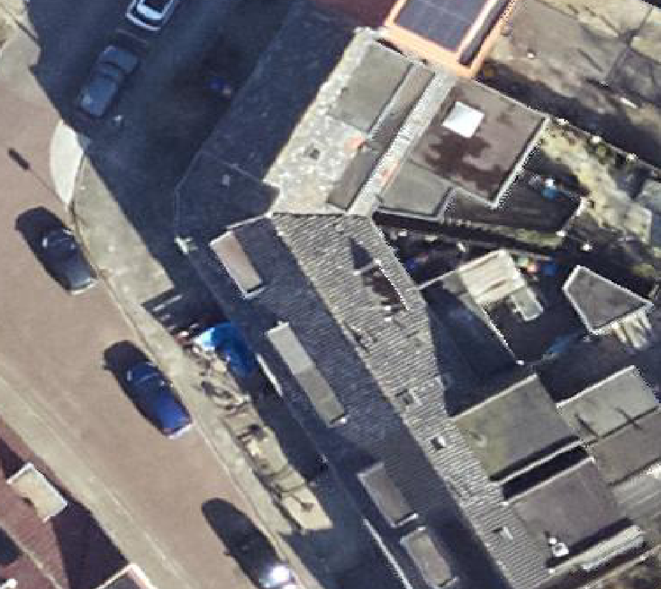 True ortho Luchtfoto op daksegment ingezoomd