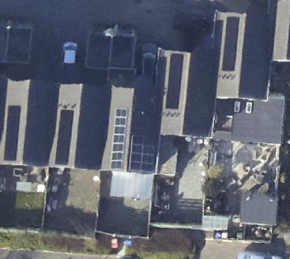 True ortho Luchtfoto op daksegment ingezoomd