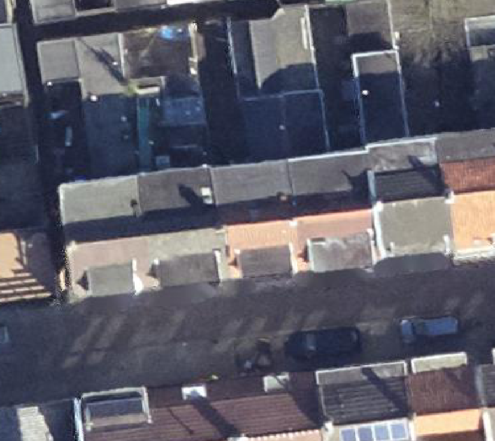 True ortho Luchtfoto op daksegment ingezoomd
