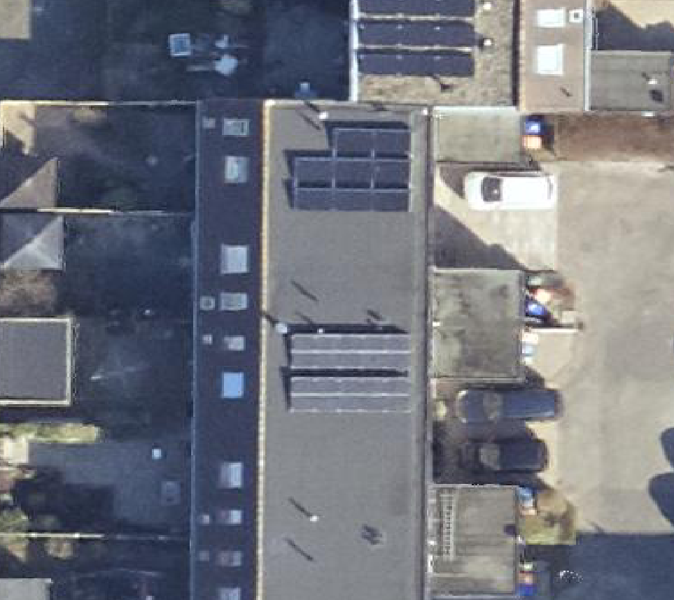 True ortho Luchtfoto op daksegment ingezoomd