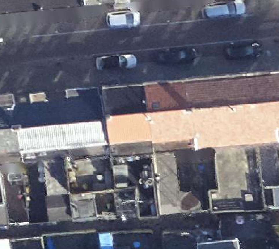 True ortho Luchtfoto op daksegment ingezoomd