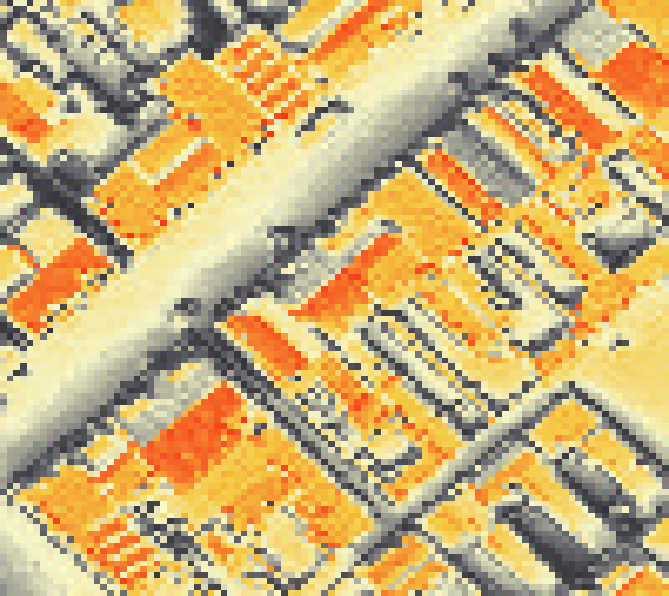 PV-irradiatie op daksegment met intensiteitsverdeling van zonlicht