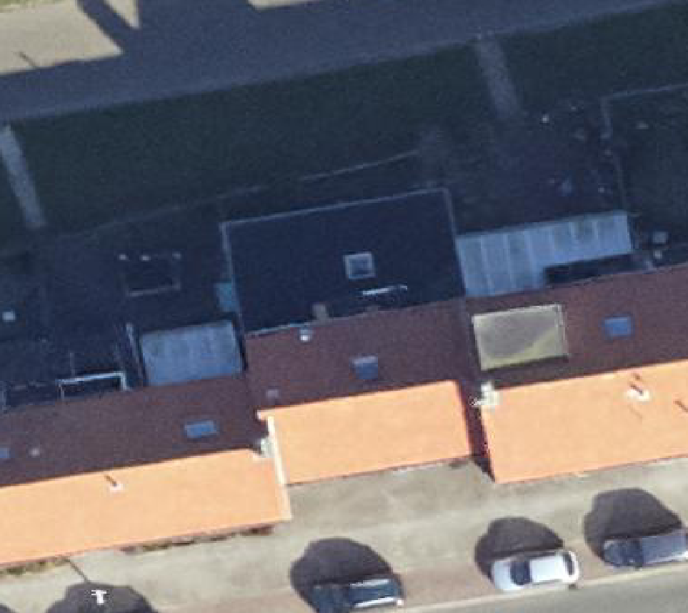 True ortho Luchtfoto op daksegment ingezoomd