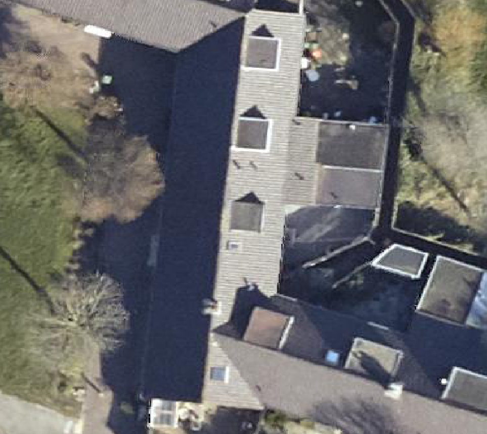 True ortho Luchtfoto op daksegment ingezoomd