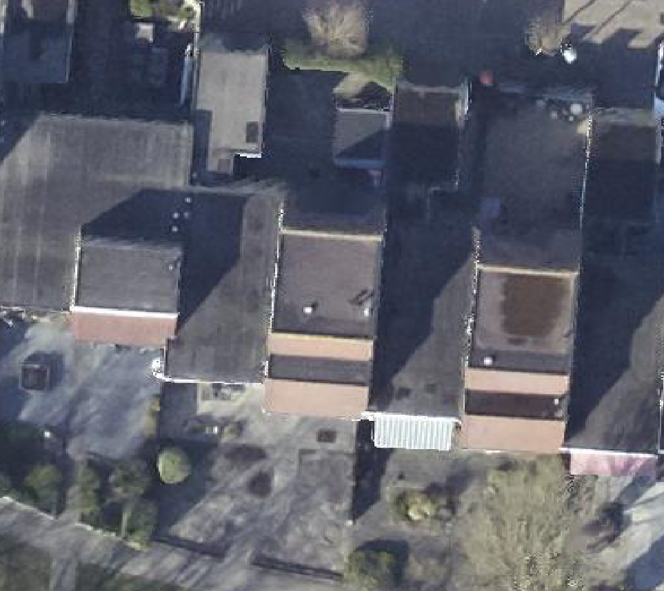 True ortho Luchtfoto op daksegment ingezoomd