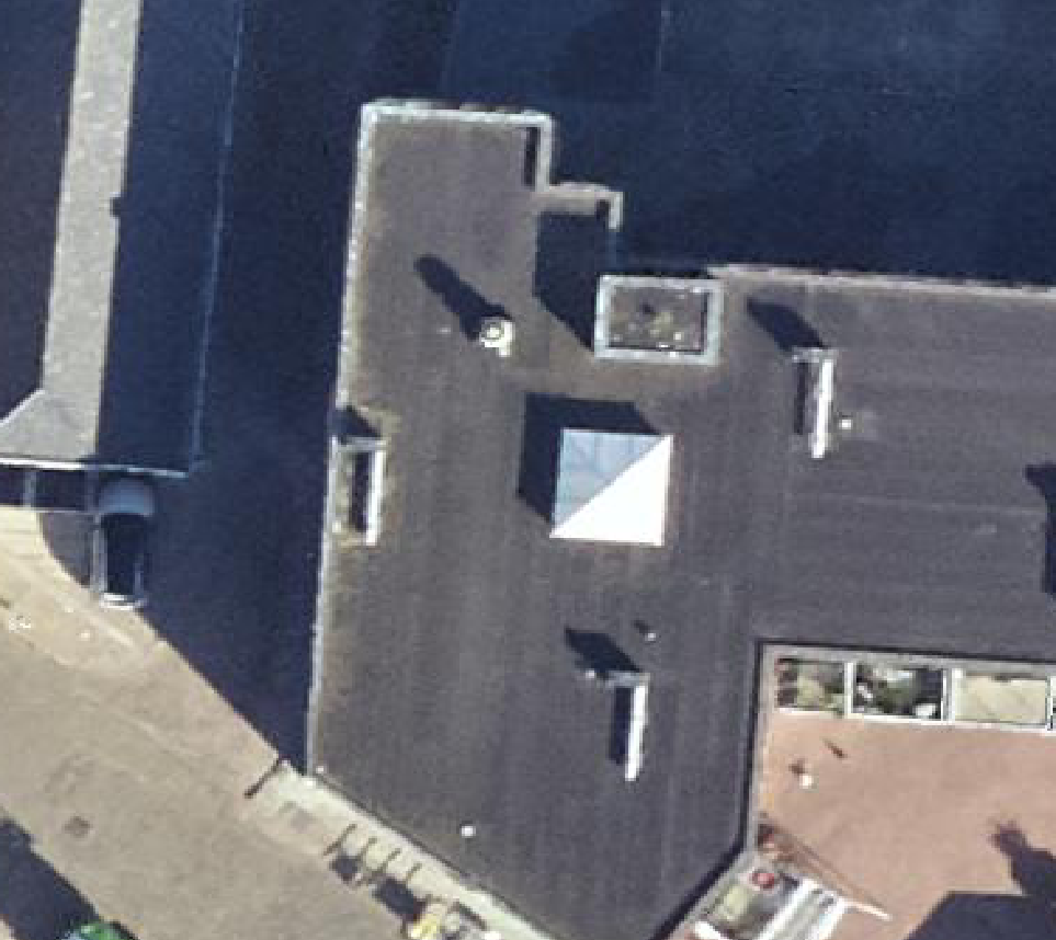 True ortho Luchtfoto op daksegment ingezoomd