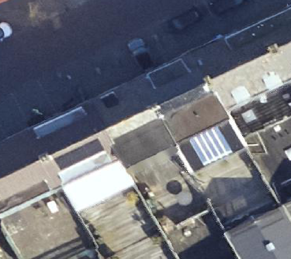 True ortho Luchtfoto op daksegment ingezoomd