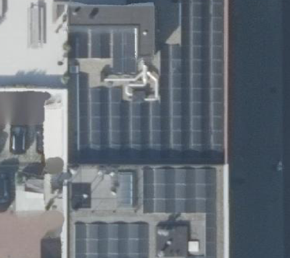 True ortho Luchtfoto op daksegment ingezoomd