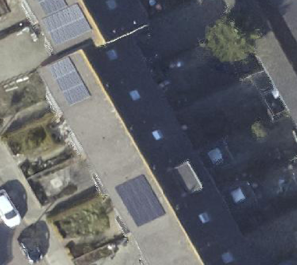 True ortho Luchtfoto op daksegment ingezoomd