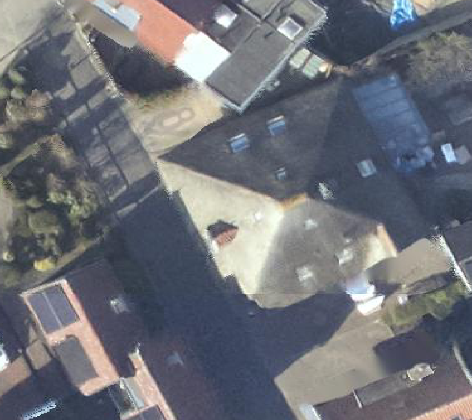 True ortho luchtfoto van Hippolytushoef met zicht op woning