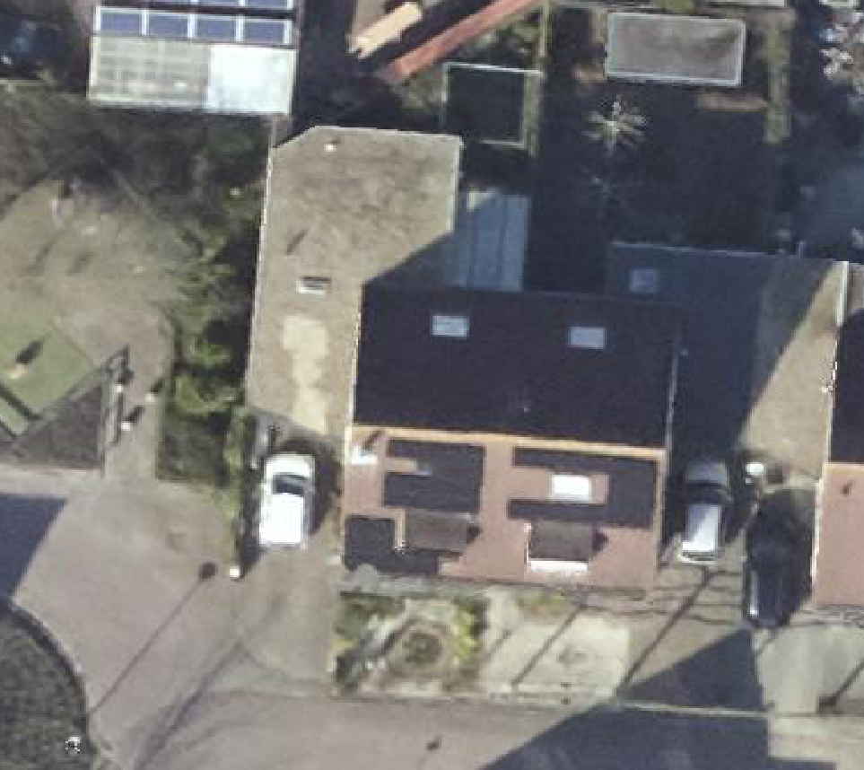 True ortho Luchtfoto op daksegment ingezoomd