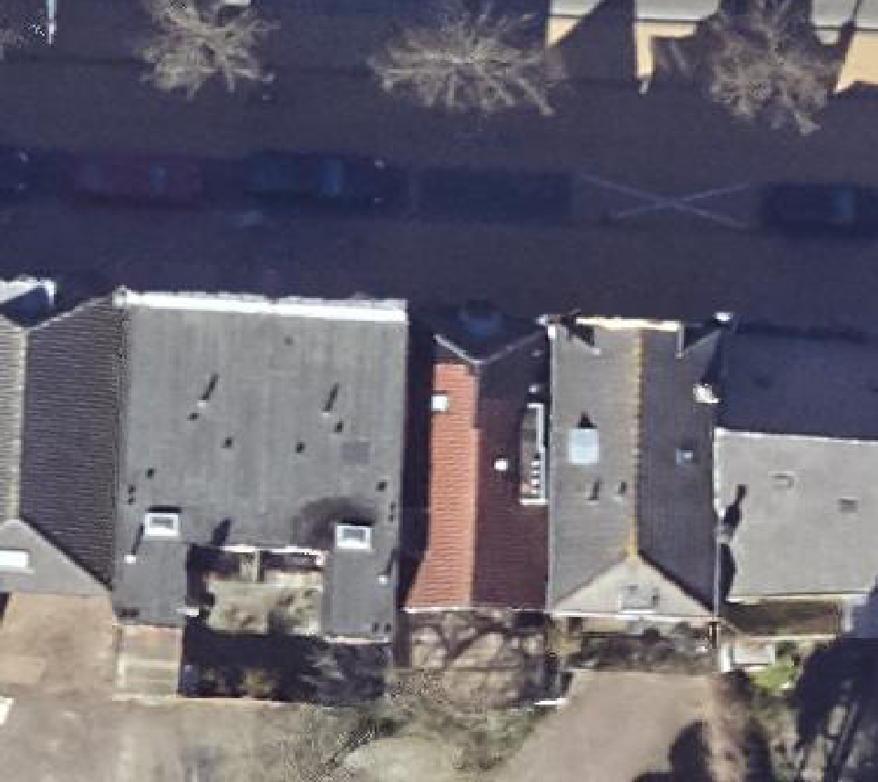 True ortho Luchtfoto op daksegment ingezoomd