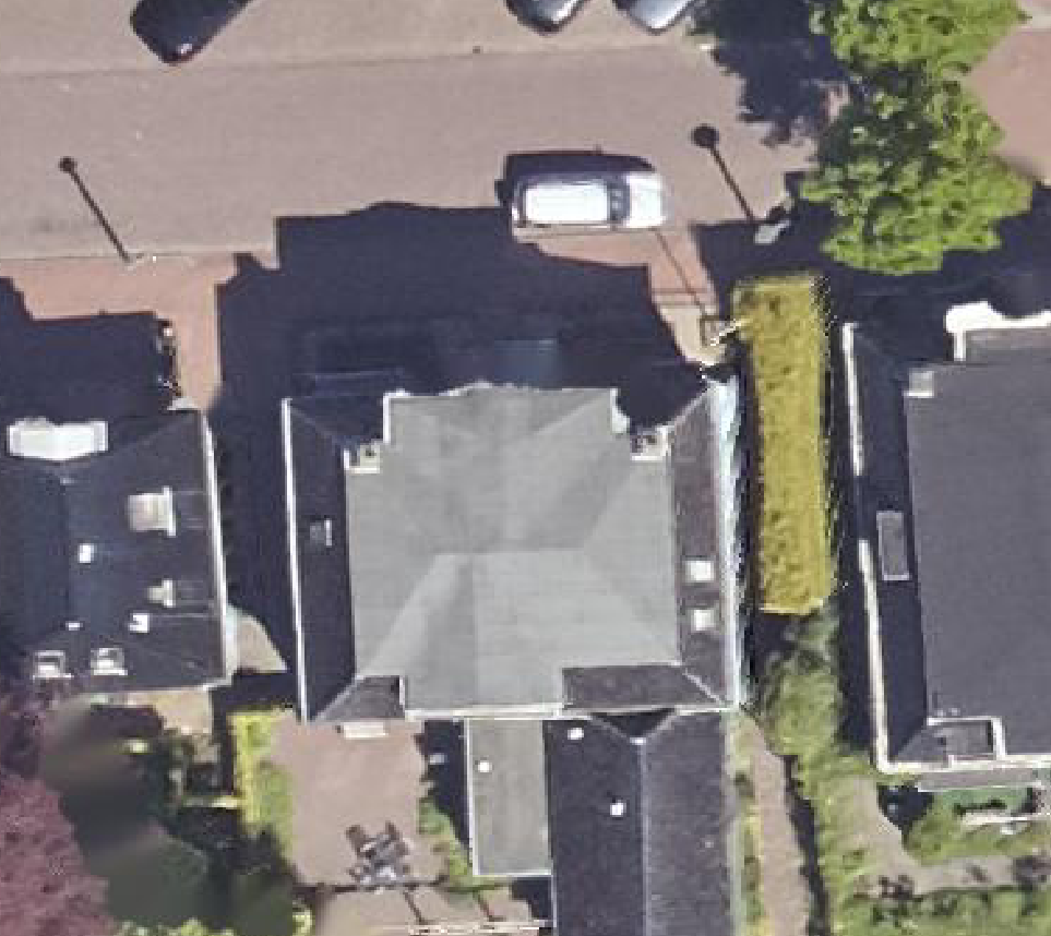 True ortho Luchtfoto op daksegment ingezoomd
