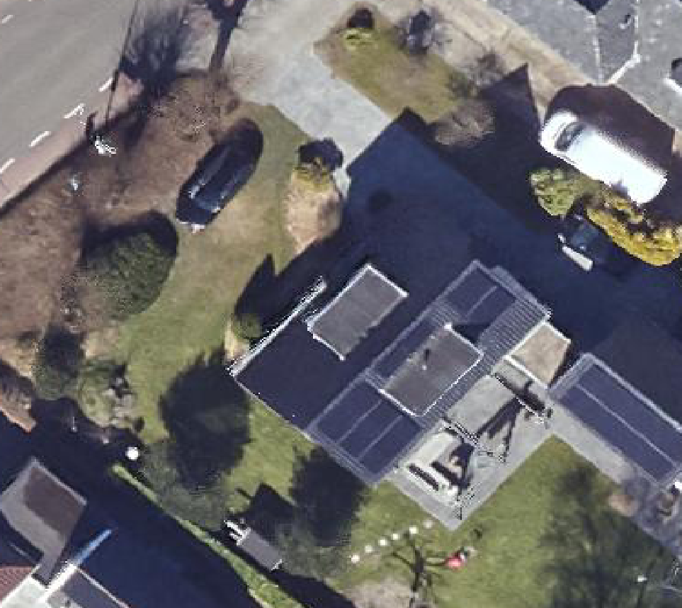 True ortho Luchtfoto op daksegment ingezoomd