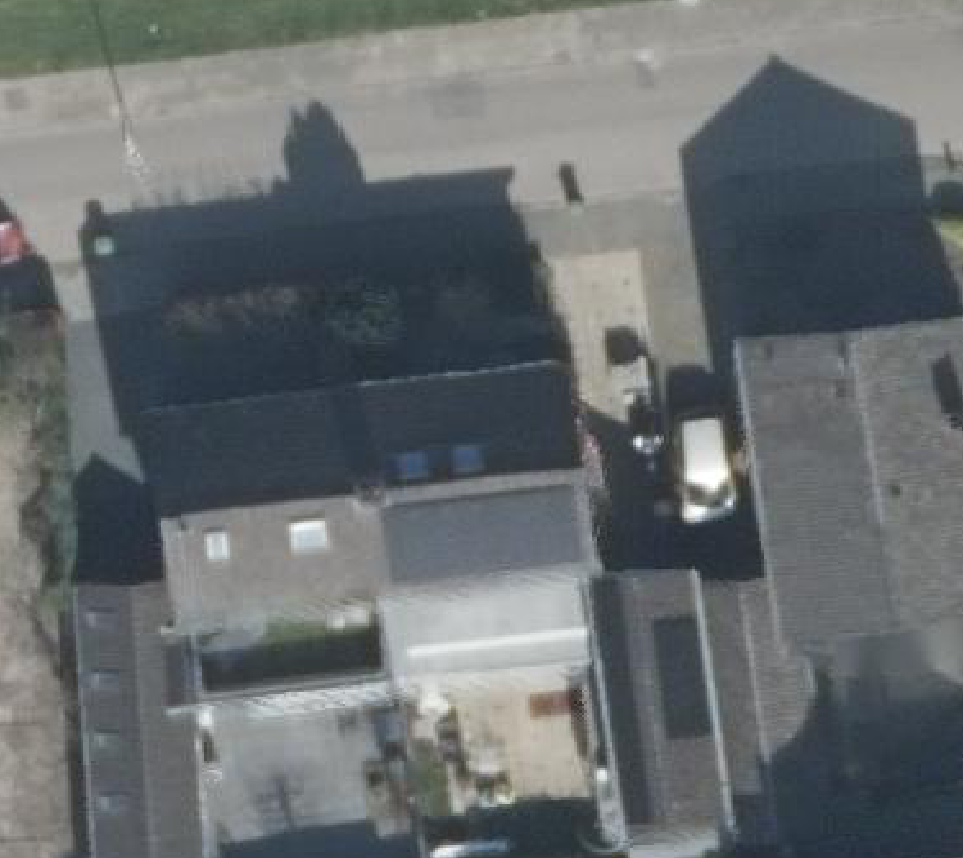 True ortho Luchtfoto op daksegment ingezoomd