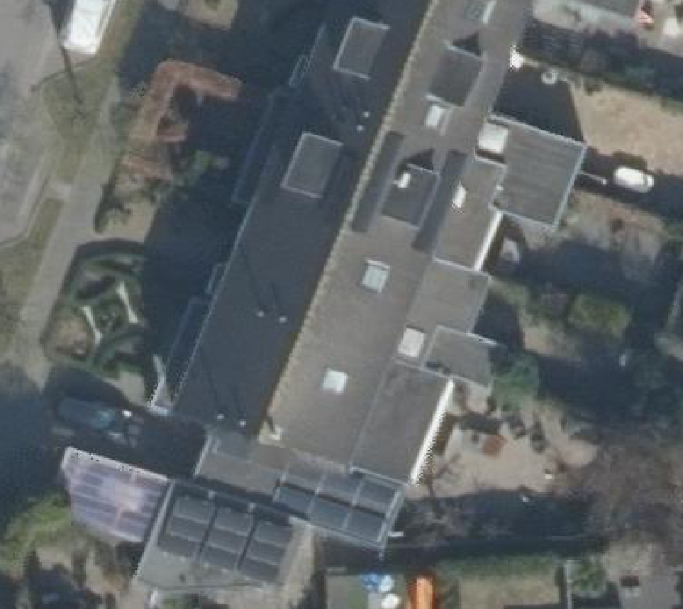 True ortho Luchtfoto op daksegment ingezoomd